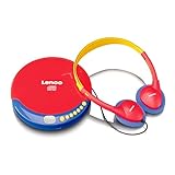 Lenco CD-021 CD-Player für Kinder - tragbarer CD-Player - Discman - Kopfhörer mit Lautstärkenbegrenzung - liest CD-R/RW - integrierter Akku - mit Ladekabel - rot/blau