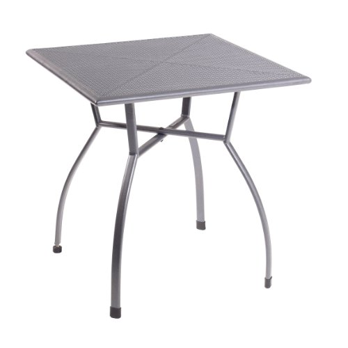 greemotion Gartentisch Toulouse eckig, quadratischer Tisch aus kunststoffummanteltem Stahl, Esstisch mit Niveauregulierung, eisengrau, 70 x 70 x 72 cm, 70 cm l x 70 cm b x 72 cm h