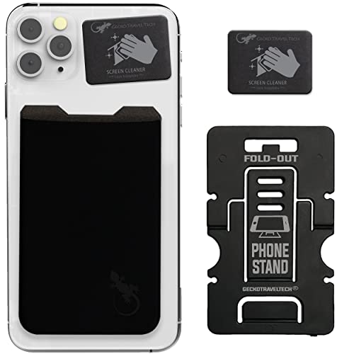 Gecko Travel Tech - Kartenhalter für Smartphones - Haftendes Kartenfach - Handytasche Handy-Tasche in Schwarz Schwarz