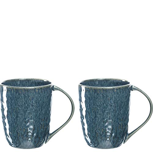 Leonardo Matera Keramik-Tassen 2-er Set, spülmaschinengeeignete Kaffee-Tassen, 2 mikrowellenfeste Tee-Tassen, Becher mit Glasur, blau 430 ml, 026996