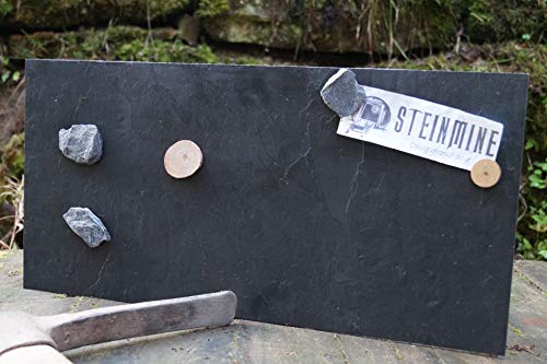 Magnettafel Echt Schiefer 4 In 1 (Magnetwand+Kreidetafel+Pinnwand+Wandbild) Naturstein Magnetboard inkl 1x Steinmagnet und 1x Kreidestück Größen 30x60cm, 40x60 cm, 80x60cm (Grey Impact, 40cm x 61cm)