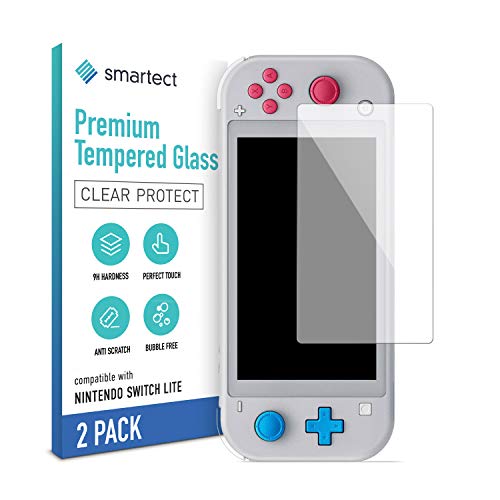 smartect Schutzfolie kompatibel mit Nintendo Switch Lite [2 STÜCK - KLAR] - Tempered Glass 9H Härte - Schutzglas Blasenfrei - Anti Fingerabdruck - Touch Sensitive