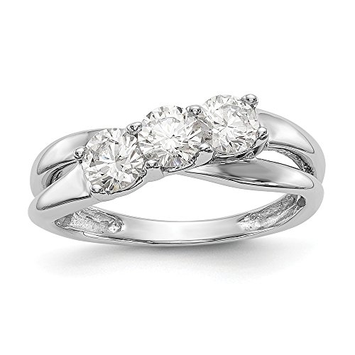 14 Karat Weißgold 3 Steine Diamant Verlobungsring Größe 7 (0,45 ct) für Frauen