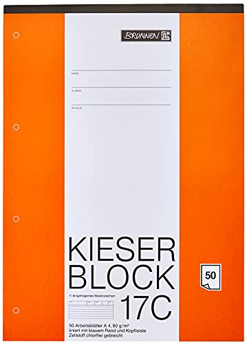 Brunnen 1042927 KIESER-Block Lineatur 21 (A4, 50 Blatt, liniert, 80 g/m², gelocht)
