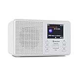 auna Commuter DAB+/FM Digitalradio - Bluetooth-Funktion, DAB+ sowie FM Tuner, 2.4' TFT-Farbdisplay, Stereo-Lautsprecher, Preset-Equalizer, Dual-Alarm, Sleep-Timer, 17 x 9,8 x 6 cm (BxHxT), weiß