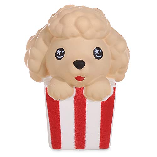 ANBOOR Squishies Popcorn Puffreis Hund Welpe Squeeze Quetschen Spielzeug Süße Tiere Slow Rising Antistress Squishies Spielzeug Geschenk für Kinder Erwachsene(8*7*11cm,1 Stück)
