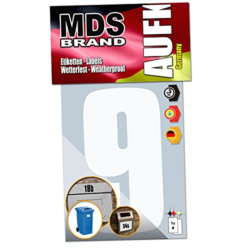 MDS Brand 8cm Zahlen Aufkleber Klebezahlen Selbstklebend Aufkleber Weiss (9)