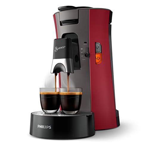 Philips Domestic Appliances Senseo Select CSA240/90 Kaffeepadmaschine - Kaffeestärkewahl Plus, Memo-Funktion, aus recyceltem Plastik, rot