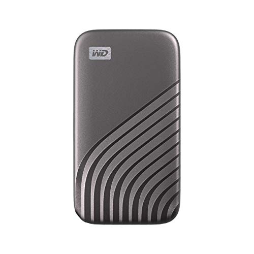 WD My Passport SSD 500 GB mobiler SSD Speicher (NVMe-Technologie, USB-C und USB 3.2 Gen-2 kompatibel, Lesen 1050 MB/s, Schreiben 1000 MB/s) dunkelgrau
