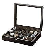 24 Grid Watch Case Holz Aufbewahrungsbox für Männer/Frauen mit Glasdeckel/Schloss Armbanduhren Schmuckkollektion Display Aufbewahrungskoffer