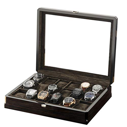 24 Grid Watch Case Holz Aufbewahrungsbox für Männer/Frauen mit Glasdeckel/Schloss Armbanduhren Schmuckkollektion Display Aufbewahrungskoffer