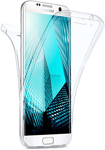 moex Double Case für Samsung Galaxy S6 Edge Hülle Silikon Transparent, 360 Grad Full Body Rundum-Schutz, Komplett Schutzhülle beidseitig, Handyhülle vorne und hinten - Klar
