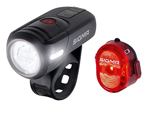 SIGMA SPORT - LED Fahrradlicht Set Aura 45 und NUGGET II | StVZO zugelassenes, akkubetriebenes Vorderlicht und Rücklicht