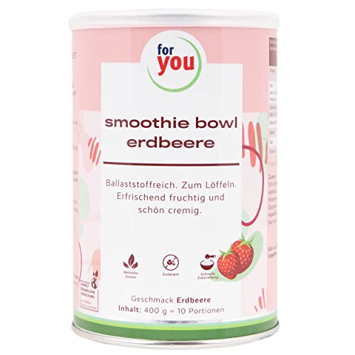 Smoothie-Bowl Erdbeere 400g | Ballaststoffreiche Smoothiebowl zum löffeln mit aus Leinsaat, Apfelfasern, Flohsamen, Chiasamen, Quinoa, Kokosmehl & Akazienfaser & weitere | Vegan & 100% Natürlich