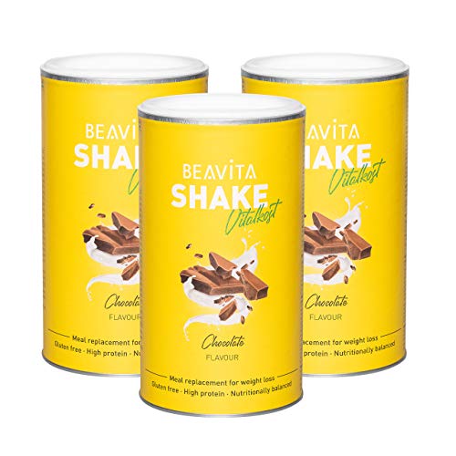 BEAVITA Vitalkost Diät-Shake Schokolade (3x500g) - Diät Shakes zum Abnehmen - vitamin- und nährstoffreicher Mahlzeitersatz mit Eiweiss Protein Pulver Schokolade - Protein shake zum abnehmen