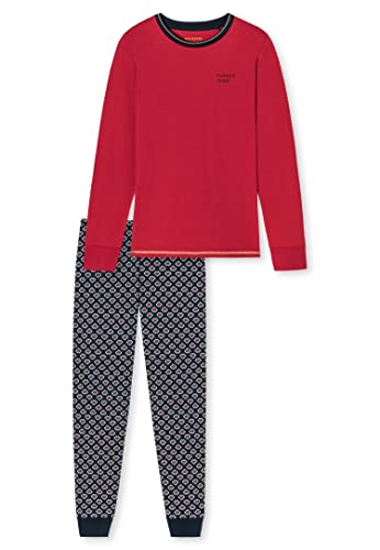 Schiesser Mädchen Langer Schlafanzug Pyjamaset, rot, 176