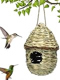 Leryveo Kolibri-Vogelhäuser zum Aufhängen im Freien | Natürliches handgewebtes Kolibri-Nesthaus aus Gras und Moos | Wasserdichtes Hänge-Vogelhütten-Nest für draußen lebende Finken-Kanarienmeise