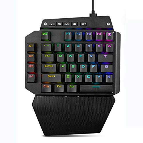 Songway One Handed Mechanical Gaming Keyboard, mit RGB-LED-Hintergrundbeleuchtung, Abnehmbarer Handballenauflage, 44 Tasten, kein Treiber erforderlich, Unterstützung für Makroaufnahmen