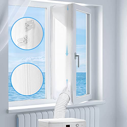 ADOFF Fensterabdichtung für Mobile Klimageräte, Klimaanlage Fensterdichtungen, Klimaanlagen, Wäschetrockner, Ablufttrockner, Dachfenster, Fensterabdichtung Tür Weiche Tuch-Dichtung (400CM)