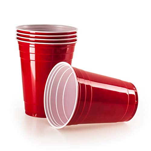 Vivaloo 100 Wiederverwendbare Trinkbecher - Bierpongset Red Cups, Rote Beer Pong Becher, Partybecher 473ml 16oz