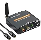 NOWBOTUCH 192kHz DAC Digital-Analog-Audio-Wandler mit Bluetooth 5.0-Empfänger Lautstärkeregler Optisch Koaxial SPDIF Toslink Digital Audio zu Analog Stereo L/R Cinch 3,5-mm-Audio-Adapter