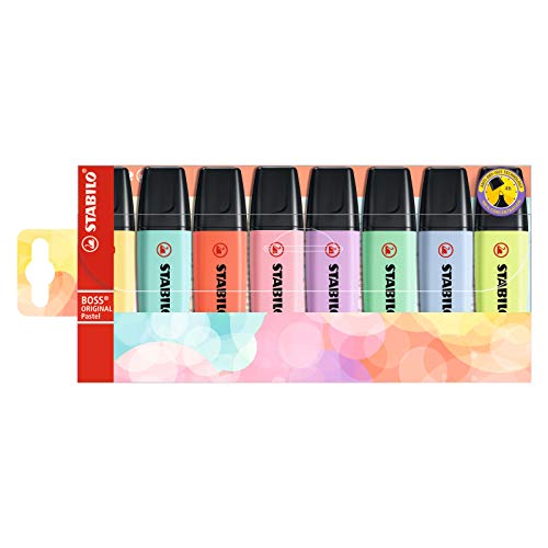 Textmarker - STABILO BOSS ORIGINAL Pastel - 8er Pack - mit 8 verschiedenen Farben