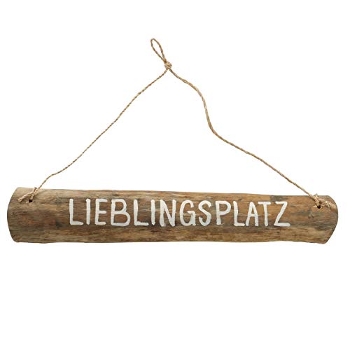 ReWu Treibholz Holzschild mit dem Spruch Lieblingsplatz im Shabby Landhaus Vintage Stil Handmade
