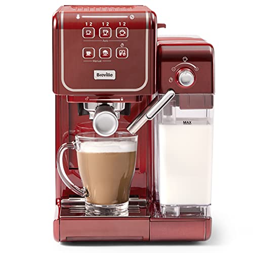 Breville Prima Latte III Siebträgermaschine | Vollautomatische Espressomaschine/Kaffeemaschine mit Milchaufschäumer & italienischer Pumpe mit 19 Bar | kompatibel mit ESE-Pads | Rot [VCF147X]