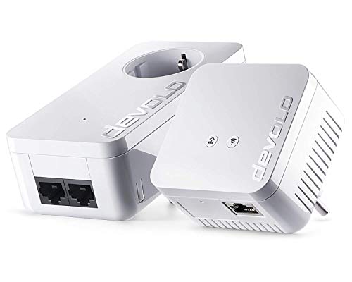 devolo WLAN Powerline Adapter, dLAN 550 WiFi Starter Kit -bis zu 500 Mbit/s, Mesh WLAN Verstärker, WLAN Steckdose, 1x LAN Anschluss, weiß