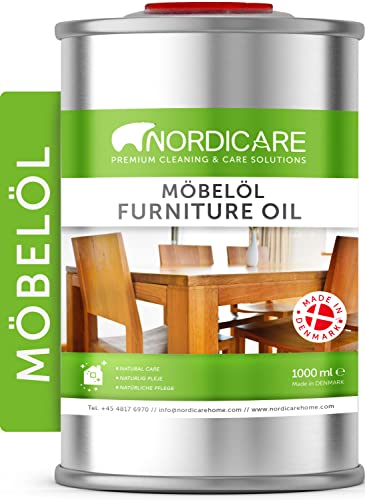 Nordicare Möbelöl [1L] Holzöl zur Pflege farblos für Eiche, Buche, Nussbaum, Lärche. Holzlasur auf Basis von Leinöl. Leinölfirnis