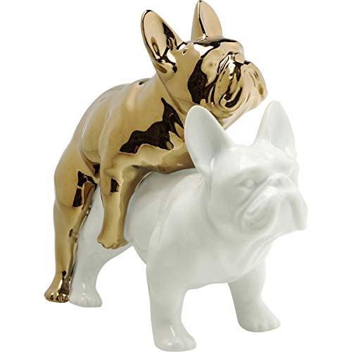 Kare 64626 Design Deko Figur Love Dogs, goldener und weißer Hund aus Porzellan, witziges Dekoobjekt, Dekofigur Hunde, Figur, Accessoires, (H/B/T) 17x11x20cm