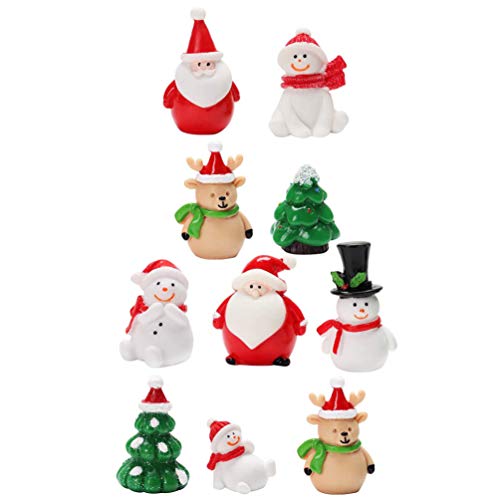 Amosfun 10 Stück Weihnachtsminiaturen DIY Schneekugel Figuren für Schneebedeckte Winterfee Garten Puppenhaus Dekoration (Gemischter Stil)