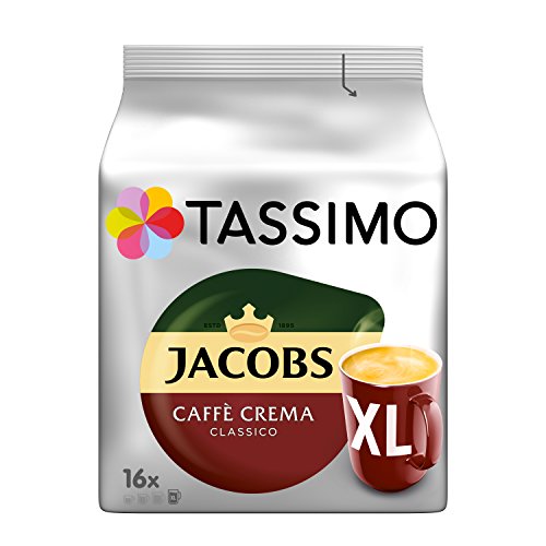 Tassimo Kapseln Jacobs Caffè Crema Classico XL, 80 Kaffeekapseln, 5er Pack, 5 x 16 Getränke