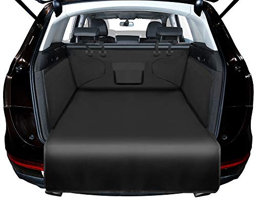 Alfheim Universal Kofferraumschutz - wasserabweisend & pflegeleicht - Ideale Autodecke für Hunde - Schwarze Kofferraummatte mit Ladekantenschutz - Passend für mittelgroße kleine Auto LKW SUV (Schwarz)