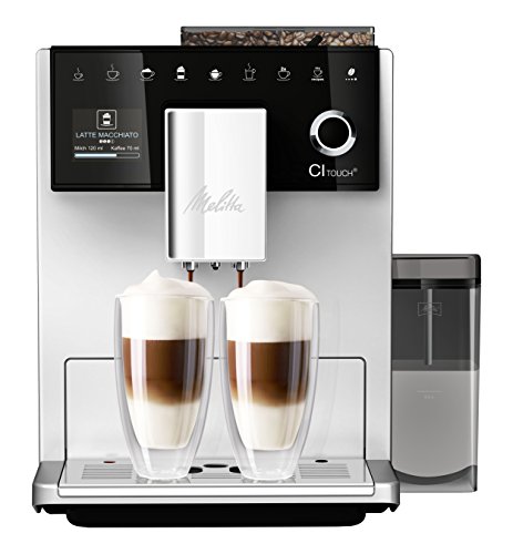 Melitta CI Touch F630-101 Kaffeevollautomat mit Milchbehälter | Flüsterleises Mahlwerk | One Touch Funktion | 10 Kaffeevariationen | TFT-Farbdisplay | Silber