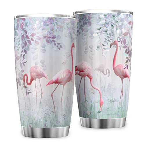 Zbbfwu Rosa Flamingo Kaffeebecher to go Thermobecher Edelstahl Auslaufsicher Kaffeetasse Tumbler Multicolor 600ml