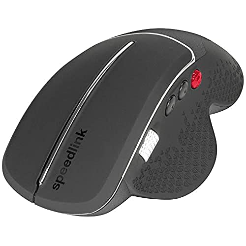 SPEEDLINK LITIKO Ergonomic Mouse - Kabellose PC-Maus - Praktisches Daumenscrollrad - Haltungsverbessernde Form - Treiberlose Installation, schwarz