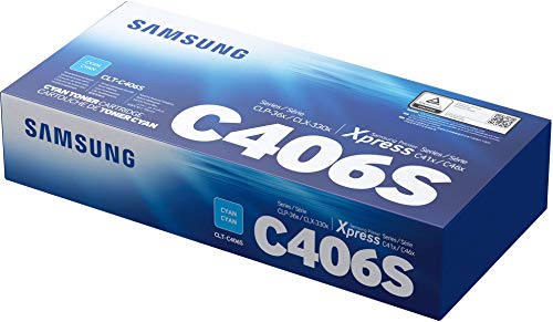 Samsung CLT-C406S/ELS Original Toner (Kompatibel mit: CLP-360/CLP-365 CLX-3300/CLX-3305/ C410W C460W C460FW) cyan
