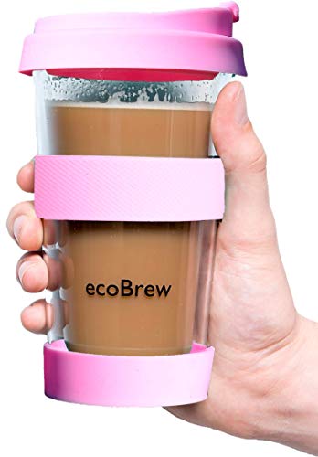 Glas Kaffeebecher To Go | Doppelwandig Isolierung Kaffeetasse | 340 ml, Verschüttungssicher Travel Mug mit Deckel | Coffee Becher für zu Hause, Büro oder Auto | Flamingo Rosa