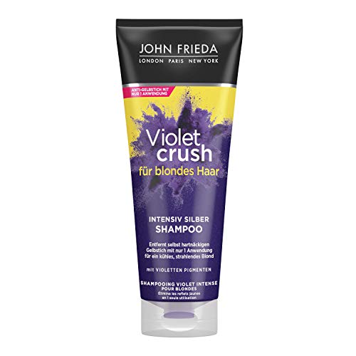 John Frieda Violet Crush Intensiv-Silber-Shampoo - Anti-Gelbstich - Auch gegen Orangetöne - Mit violetten Pigmenten, 250 ml