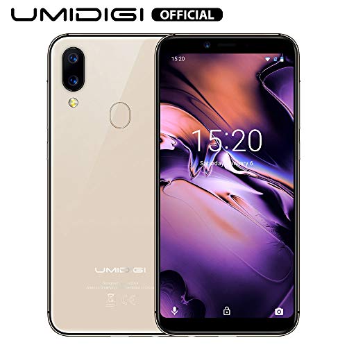 UMIDIGI A3 (2019) Android 9 Smartphone ohne Vertrag günstig, Handy mit 5.5 Zoll Display, 256GB erweiterbar, 16GB ROM, Benachrichtigung LED, 5G WiFi, Dual SIM, Triple Slot, Kamera(12+5+8 MP) - Gold