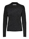 ONLY Damen Basic Strickpullover | Einfarbiger Knitted Stretch Sweater | Langarm Rundhals Shirt ONLRICA, Farben:Schwarz, Größe:38