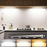 OUILA Unterbauleuchte Küche LED 43.5CM, 2 Stück 3 Farbmodi Dimmbar Schrankbeleuchtung, 108LEDs küchenlicht Bewegungsmelder Innen Lampe 2500mAh USB Wiederaufladbar, Leiste Für Regale, Kleiderschrank