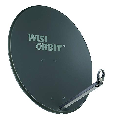 WISI Orbit Line Satelliten Offset-Antenne OA38H in Basaltgrau – 80cm Reflektor mit 40mm LNB-Halterung, Feedarm und Mastschellen – Komplette Sat Antenne mit Montagezubehör
