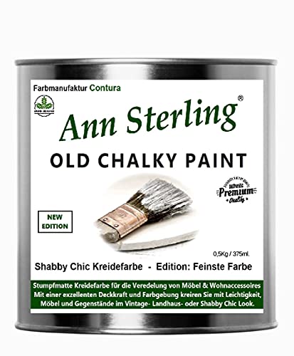 Ann Sterling Kreidefarbe Shabby Chic Farbe: Chalky White/Weiß 0,5Kg. Lack Chalky Paint