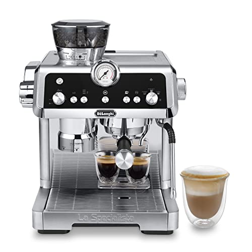De'Longhi La Specialista Prestigio EC 9355.M – Espresso Siebträgermaschine, Espressomaschine mit integriertem Mahlwerk und professioneller Milchschaumdüse, edelstahl