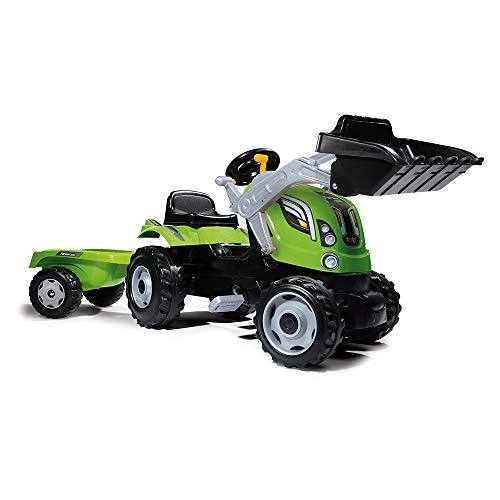Smoby 7600710109 - Traktor Farmer XL-Loader - Trettraktor mit Anhänger, Trailer verfügt über Tragkraft von bis zu 25 kg, Schaufel bis zu 3 kg belastbar, Traktor für Kinder ab 3 Jahren, Grün