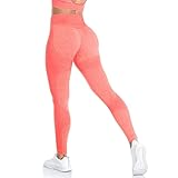 ShinyStar Damen Sport Leggings mit Hohe Taille Blickdicht Fitnesshose Weiche Dehnbare Yogahose mit Bauchkontrolle Rosa XL
