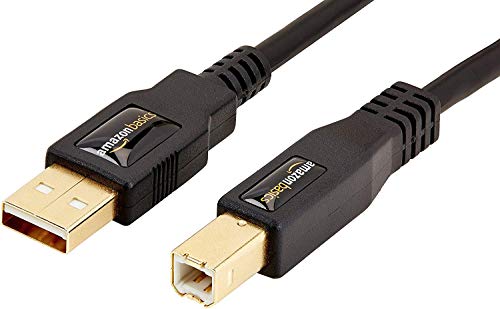 Amazon Basics, USB-2.0-Kabel, Typ A auf Typ B, mit vergoldeten Anschlüssen, 3 Meter