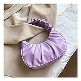 JIUDAN Lässige PU-Leder-Grifftasche Frauen Plissee Cloud Bag Achseltasche All-Match Umhängetasche Kleine Handtaschen (Color : Purple, Size : 24x7x15cm)